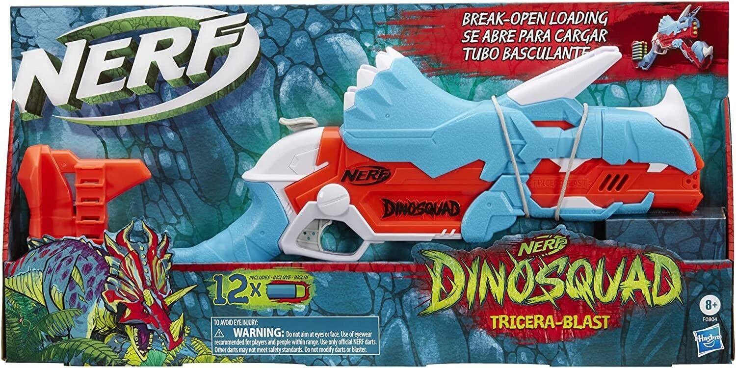 Nerf DinoSquad Tricera-Blast Dart Blaster Triceratops Dinosaur Design Toy Gun