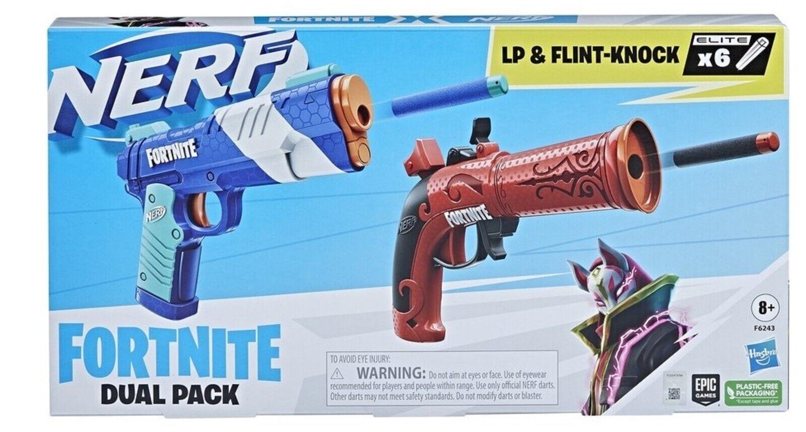 Nerf Fortnite Dual Pack includes 2 Fortnite Blasters 6 Nerf Elite Darts Toy Gun
