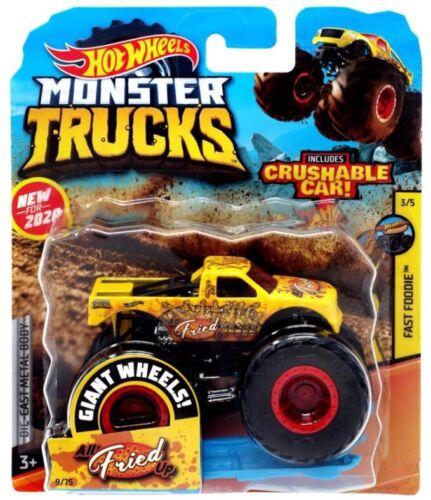 Hot Wheels Monster Fried Up Jam Truck with Crushable Car 1:64 Scale for ages 3+