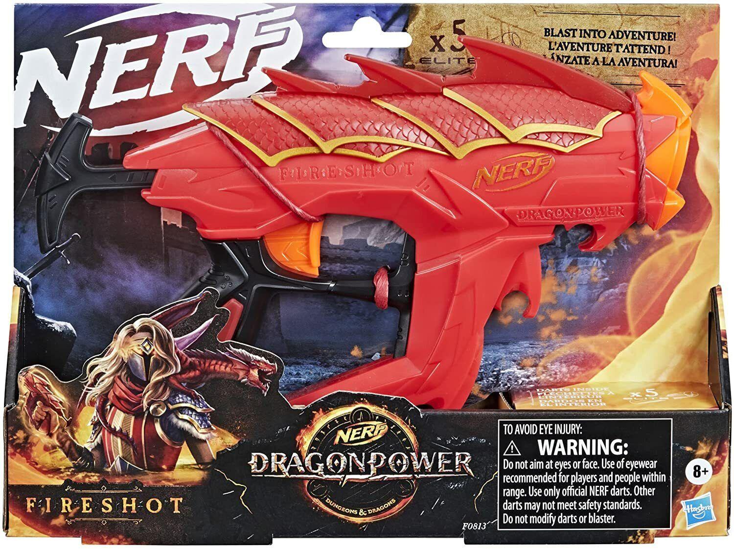 Nerf Dragon Power Fireshot Dart Blaster Ages 8+ Toy Gun Fire Shot Play Dino Fun