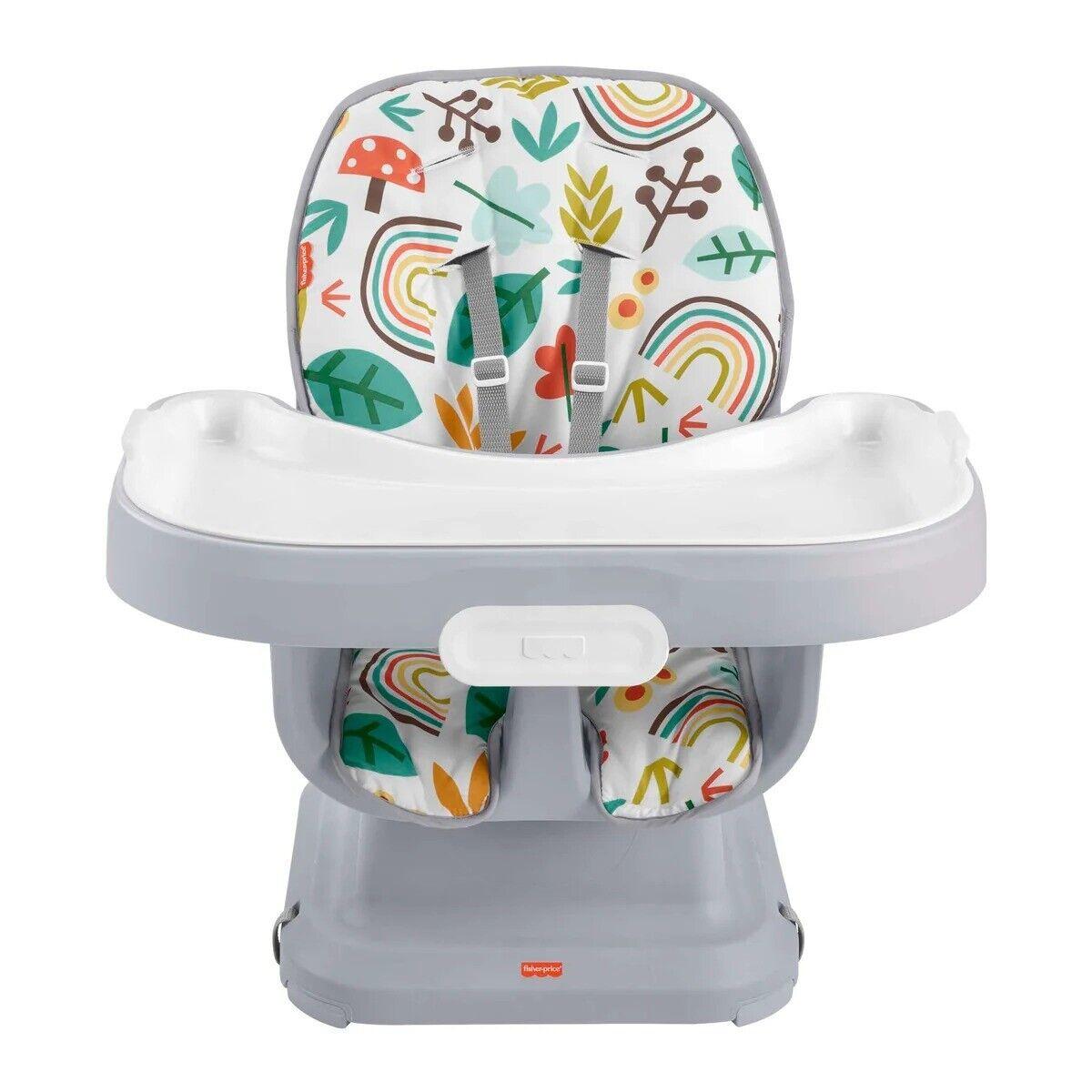 Fisher-Price SpaceSaver Rainbow Simple Clean High Chair Infant Toddler Seat