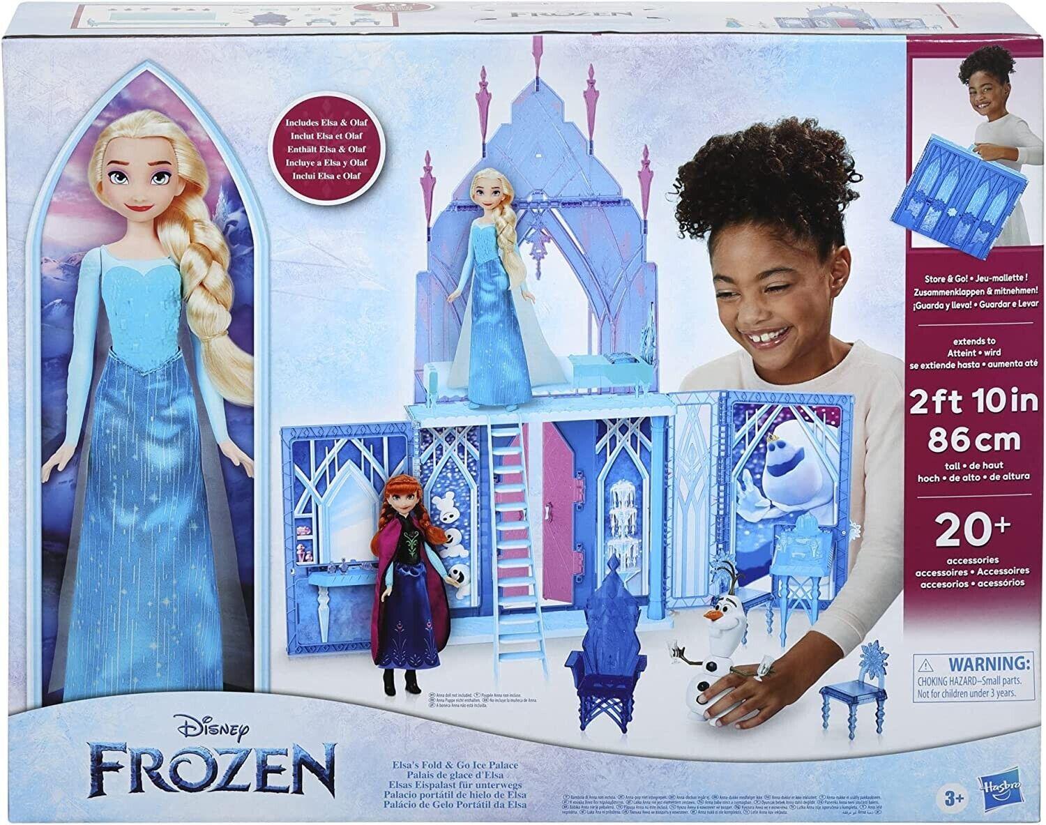 Frozen Fold and Go Ice Palace 86cm Castle Playset with Elsa Olaf Dolls