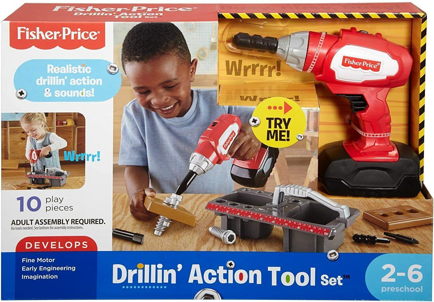 Fisher Price Drilling Action Tool Set Ages 2+ Toy Drill Build Machine Play Gift