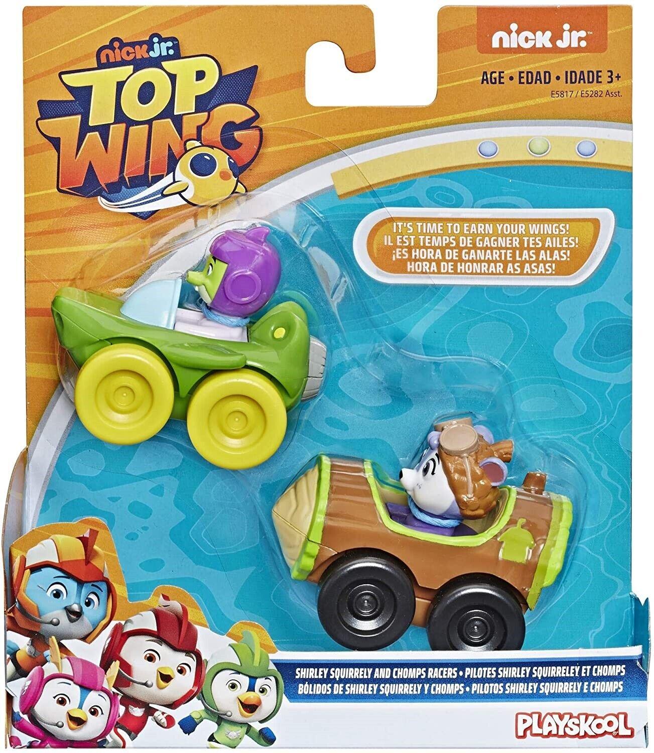 Top Wing Racers-Shirley and chomps -2 Pack Ages 3+ Toy Race Car Pet Play Wings Fly Jeep Gift