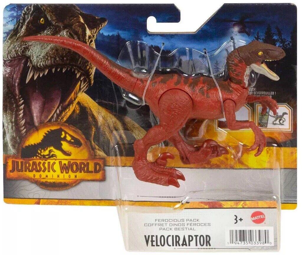 Jurassic World-Velociraptor-Dominion Ferocious Pack Ages 3+ Toy Dino Dinosaur Bird Blue Play