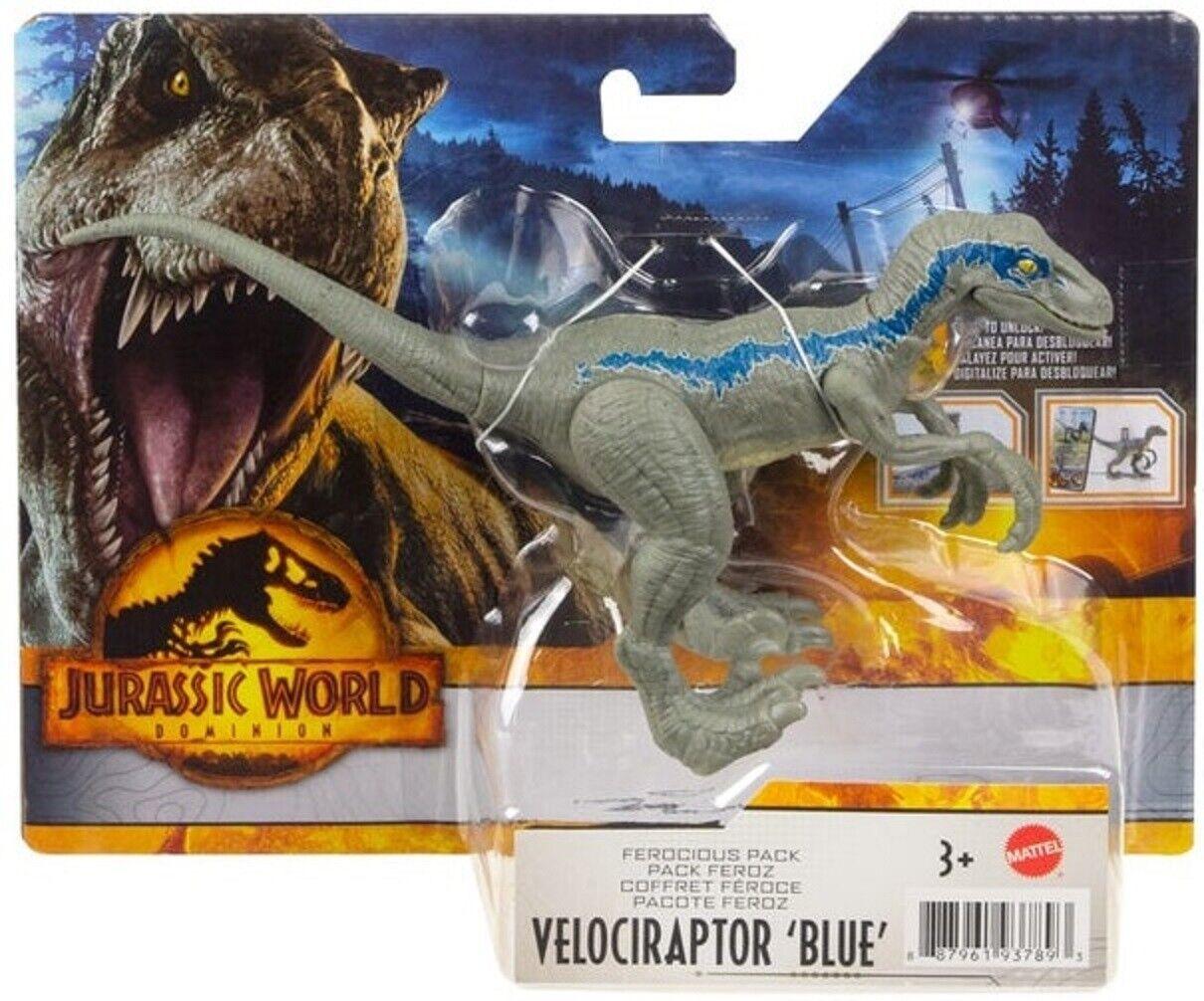 Jurassic World Dominion Ferocious Pack Velocirator Blue Action figure for Ages 3+