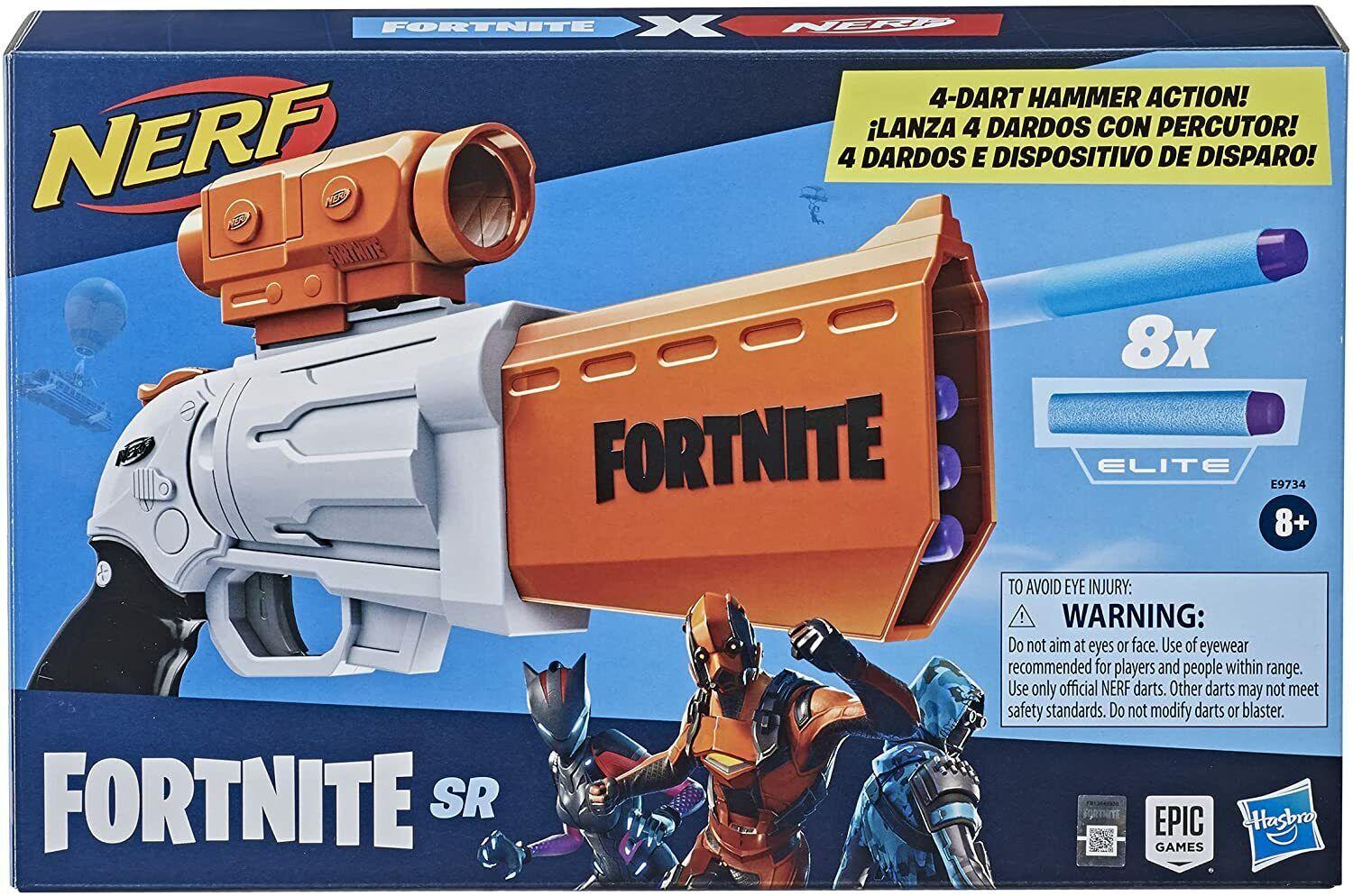 NERF Fortnite SR Blaster Hammer Action Removable Scope Ages 8+ Toy Gun Fire Play