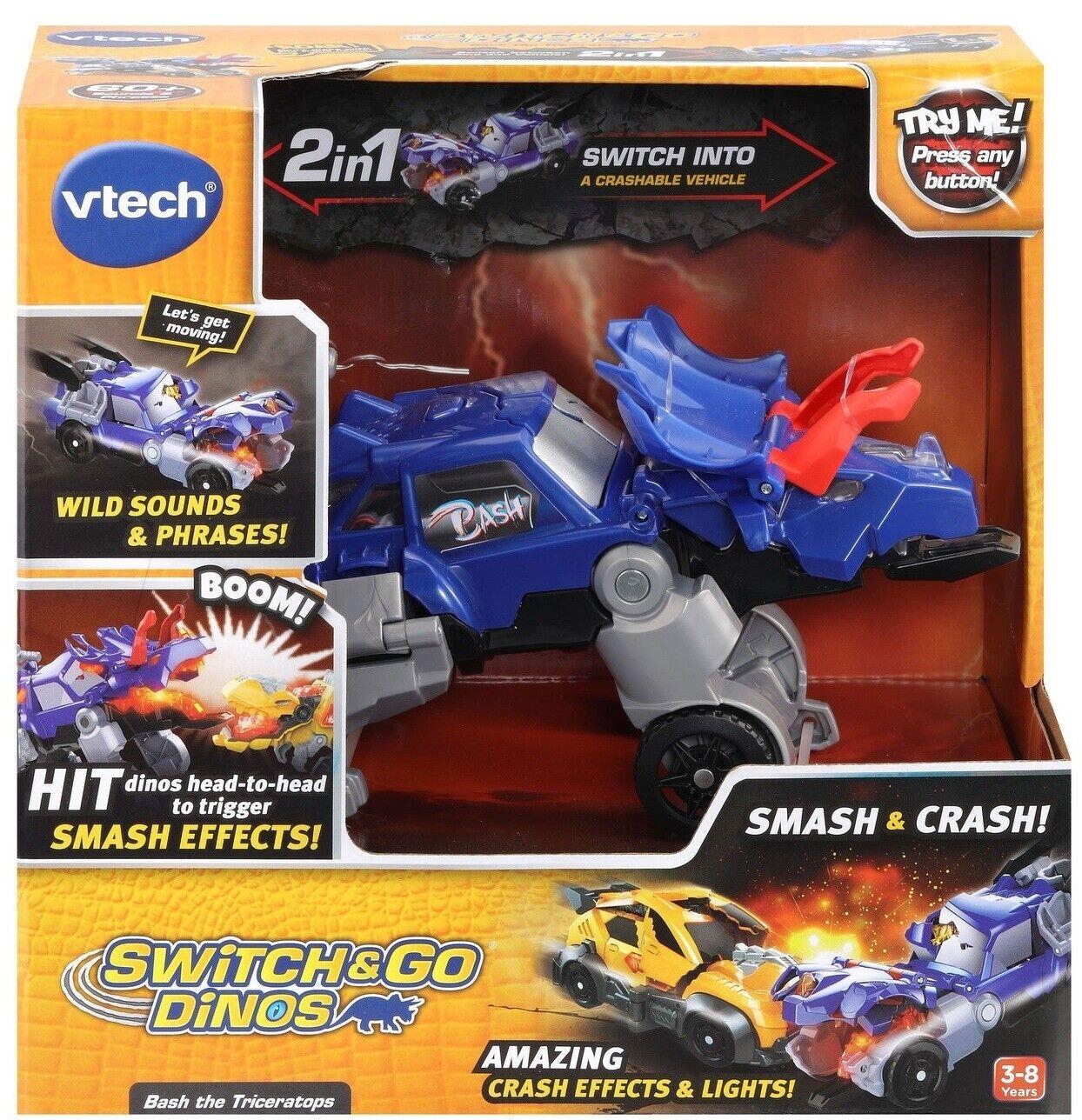 Vtech Switch & Go Dinos-Bash & the Triceratops-Ages 3+ Toy dino Car transformer