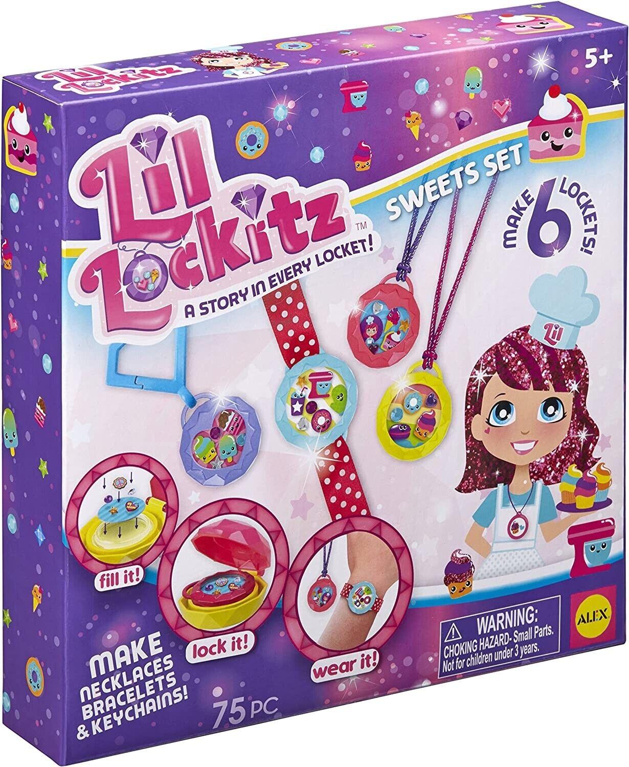 Alex Toys Lil Lockitz Sweets Set Ages 5+ Toy Locket Tops Necklace Bracelet Gem