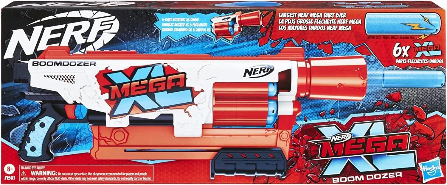 NERF Mega XL Boom Dozer Blaster Largest Mega Darts Ever XL 6-Dart Rotating Drum