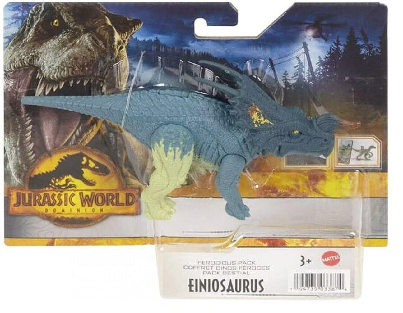 Jurassic World-Einiosaurus-Dominion Ferocious Pack Ages 3+ Toy Dino Dinosaur Play