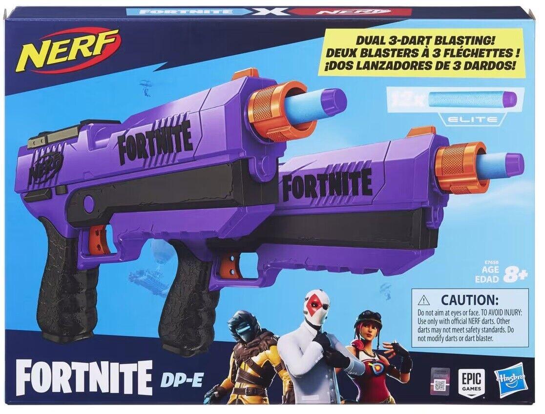 2 Pack Nerf Fortnite DP-E Dual 3-Dart Blasting Blasters Ages 8+ Toy Gun Blaster