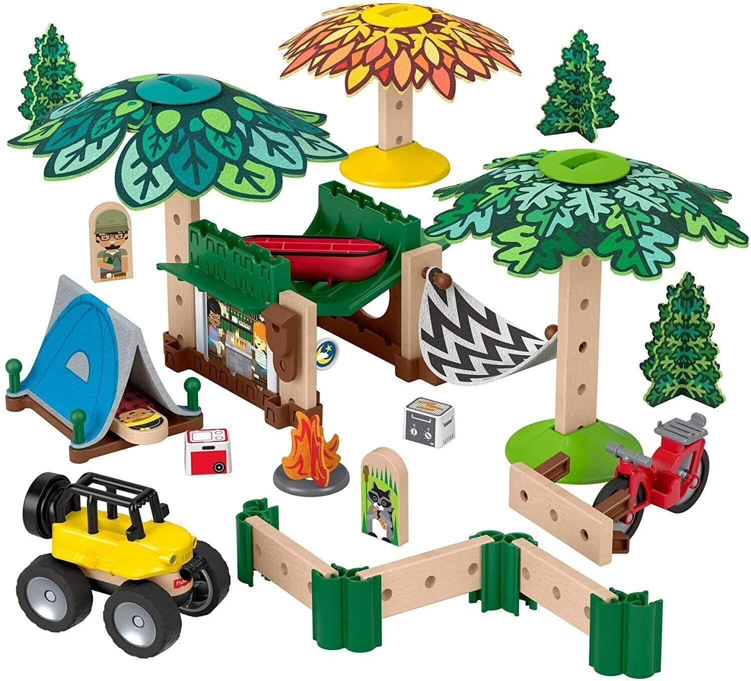 Fisher Price Design System Soft Slumber Wooden Track Campground Ages 3+ Race Fun