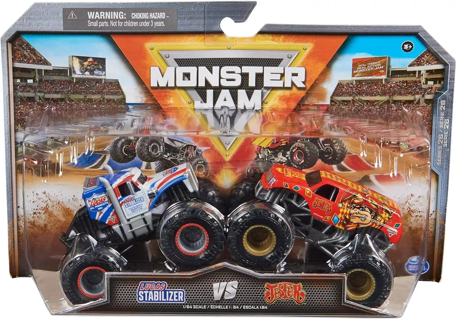 Monster Jam 2 Pack 1:64 Scale Trucks Ages 3+ New ToyLucas Stabilizer VS Jester