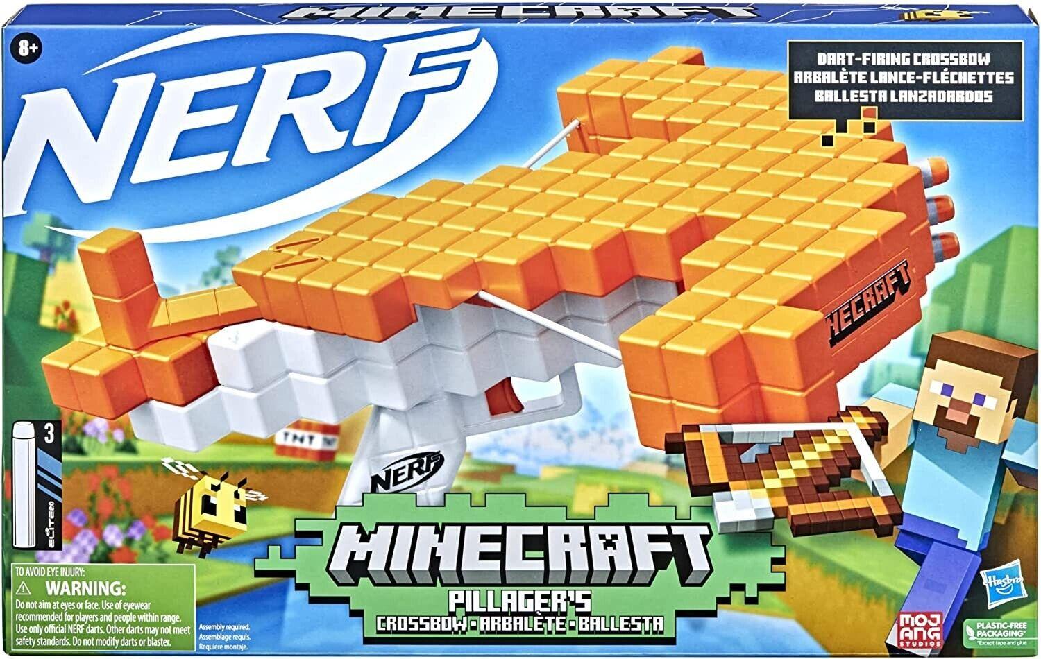 Nerf Minecraft Pillager Crossbow Dart Blasting Includes 3 Nerf Elite Darts Fire