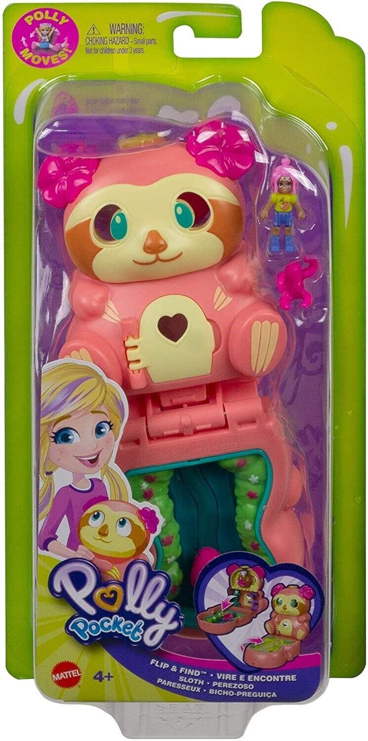 Polly Pocket Flip & Find Sloth Panda Fox Compact Ages 4+ Toy Doll Surprise House