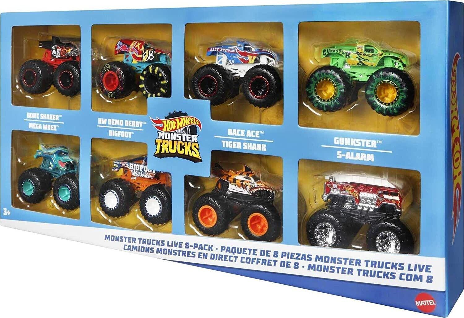 Hot Wheels Monster Trucks Live 8-Pack Multipack 1:64 Truck Tiger Shark Bigfoot