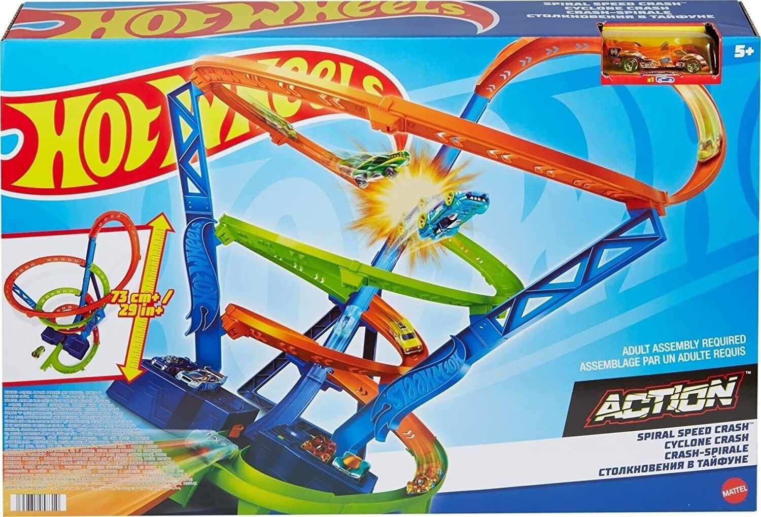 Hot Wheels Spiral Speed Crash Playset Ages 5+ New Toy Car Race Track Play Gift