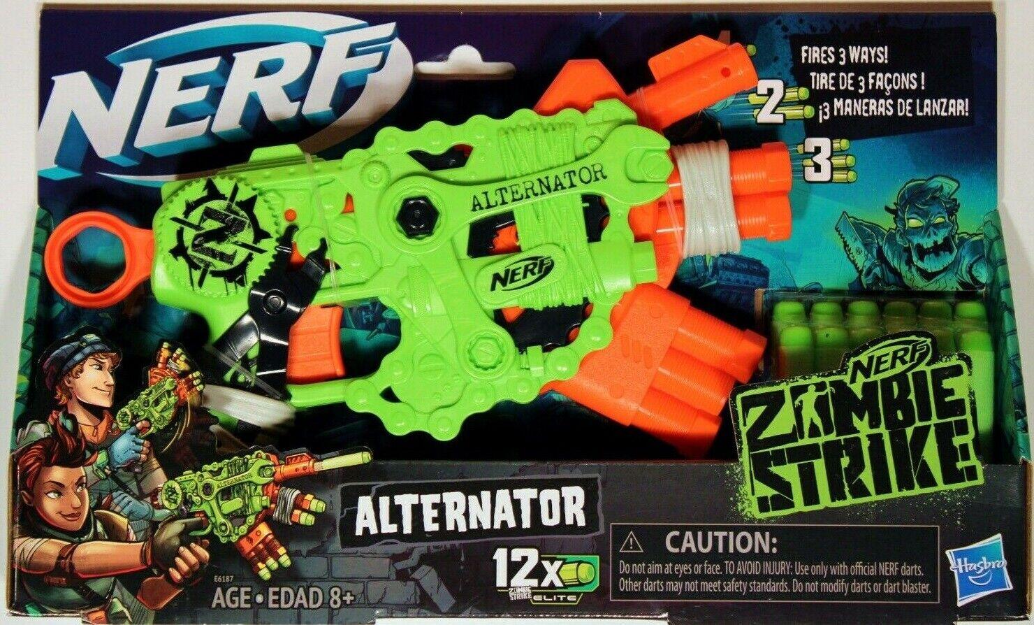 NERF Zombie Strike Alternator Blaster 3 Way Shooting Ages 8+ Toy Gun Play