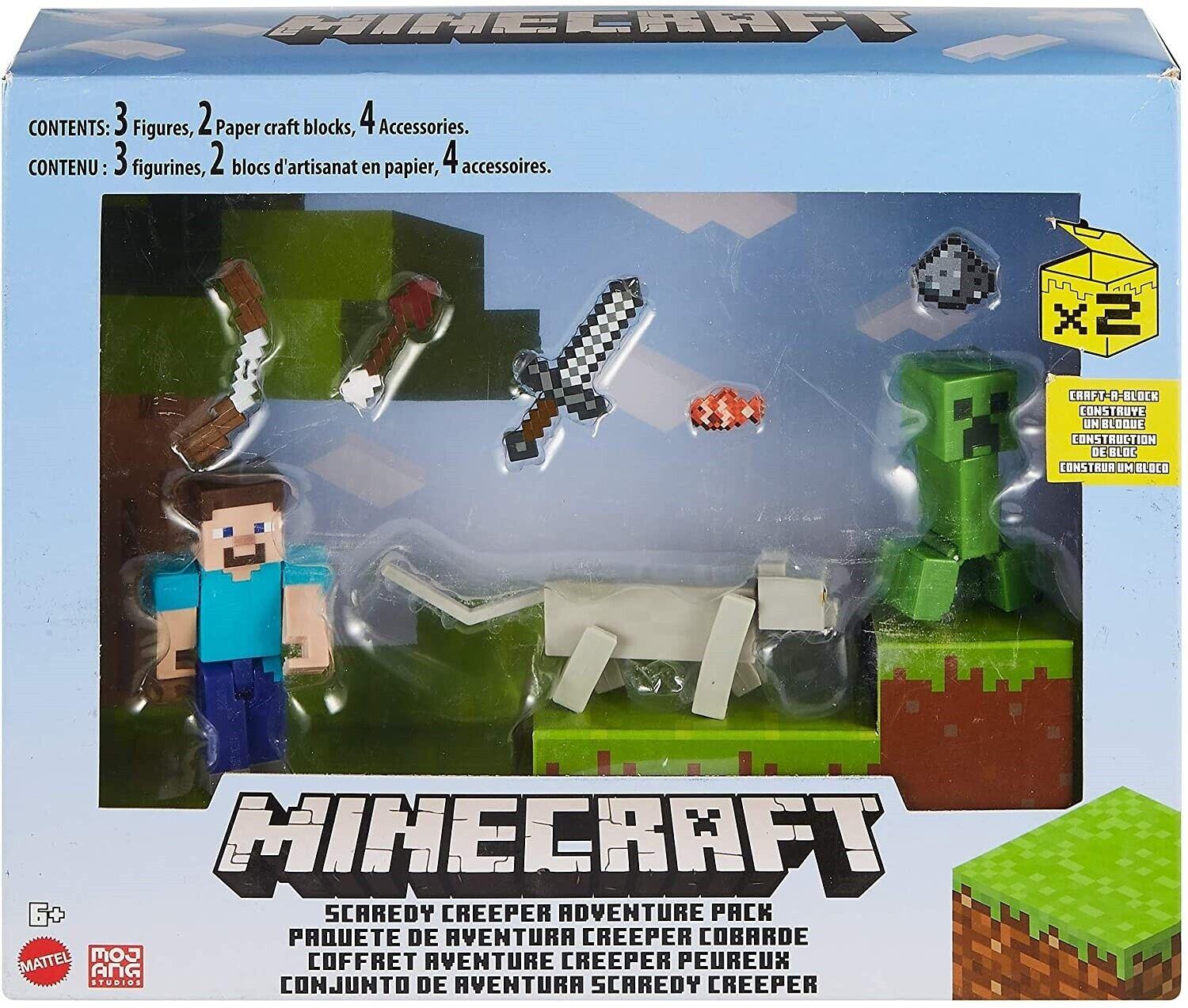 Minecraft Scaredy Creeper Story Pack with Figures Weapons Ages 6+ Toy Sword Gift