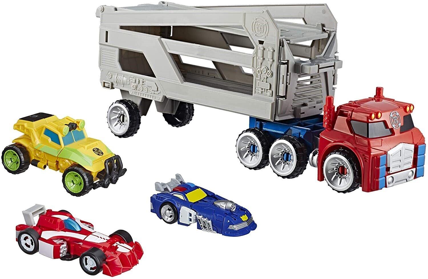 Playskool Heroes Transformers Rescue Bots Trailer 4-Pack Optimus Prime Bumblebee