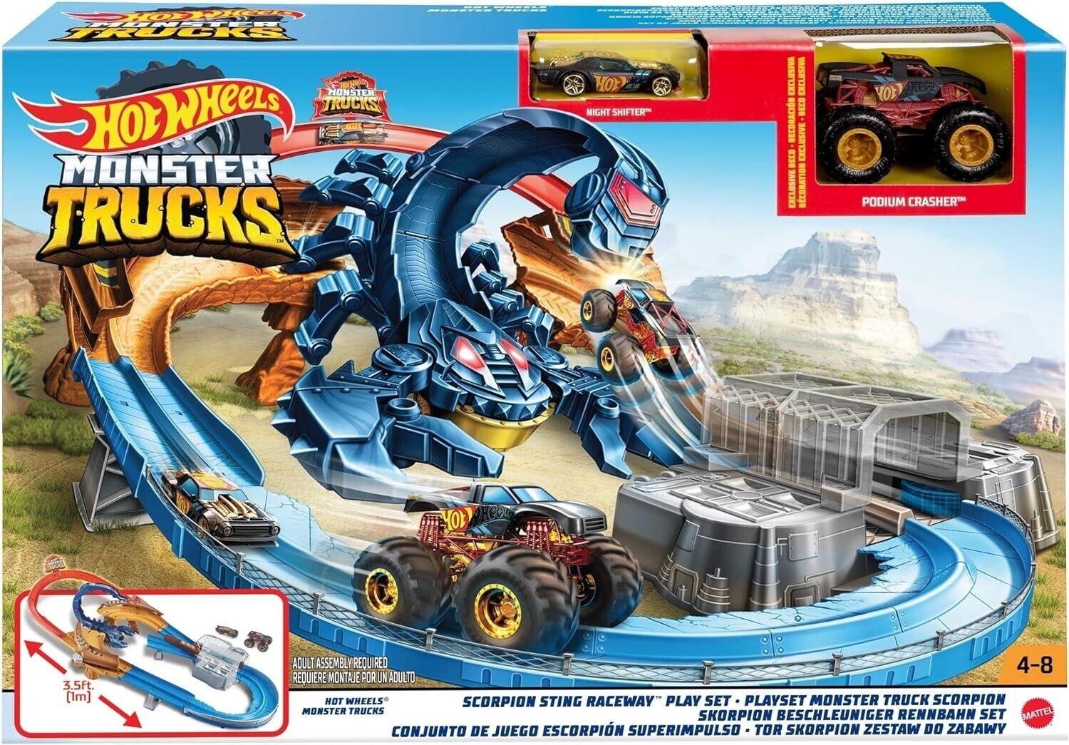 Hot Wheels Monster Truck Scorpion Sting Raceway Race Track Car Ages 4+ New Toy