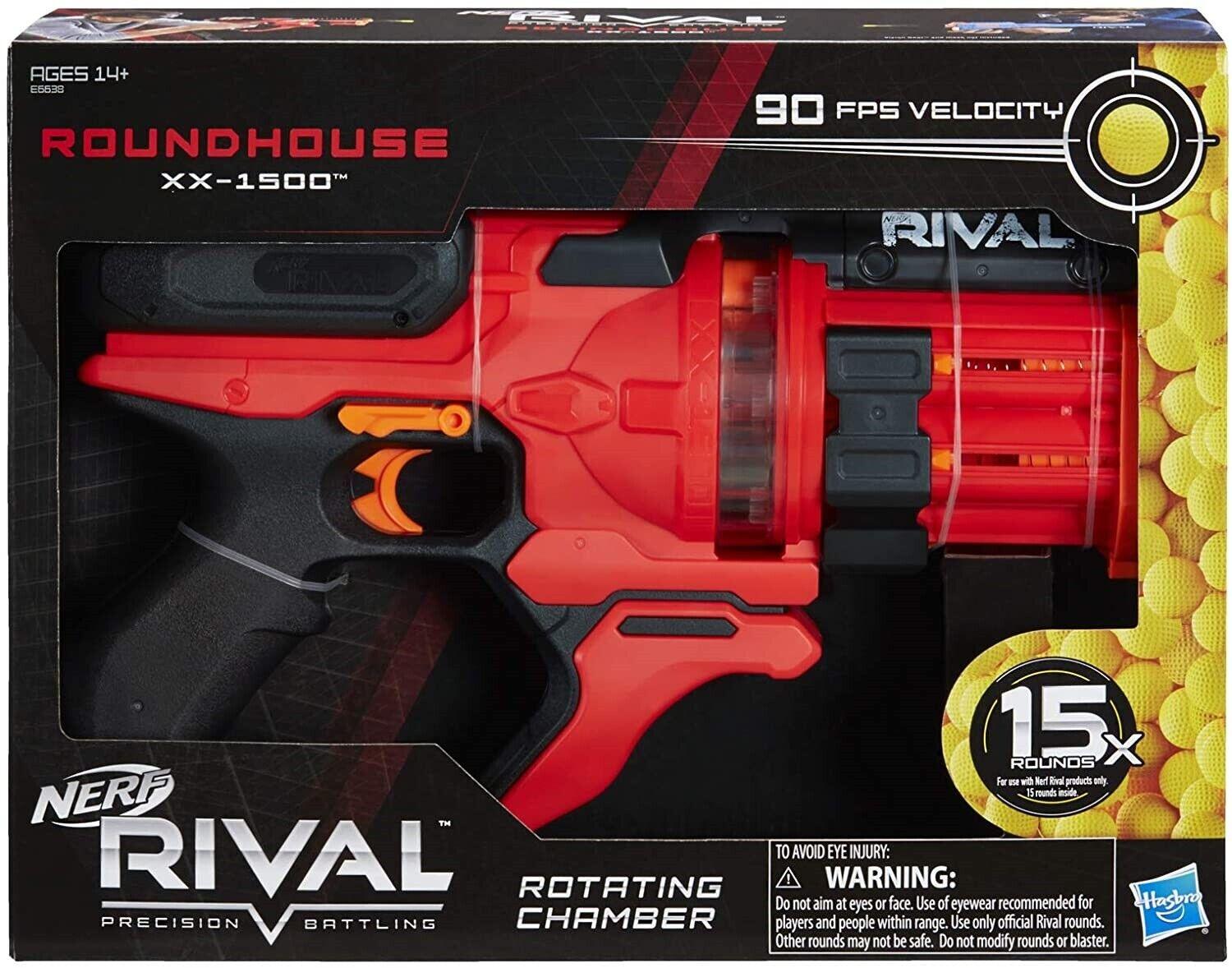 Nerf Rival Roundhouse XX-1500 Red Blaster 5 Magazines 15 Nerf Rounds 14+ Toy Gun