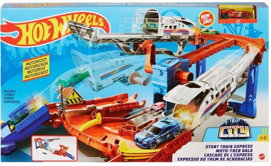 Hot Wheels Stunt Train Express Track Ages 5+ Toy Car Play Race Moto Shuttle Fun