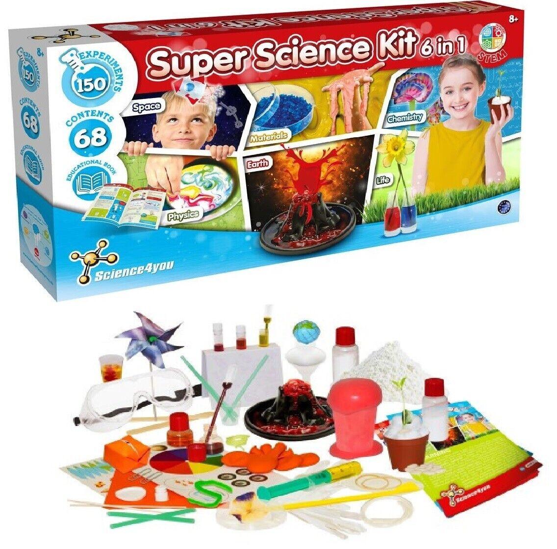 Science4you 150 Experiments Super Science Kit 6 In 1 Fingerprints Project Rocket