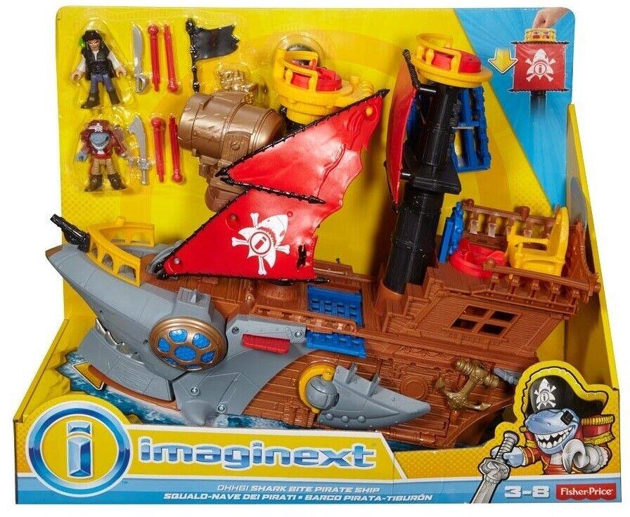 Fisher Price Imaginext Shark Bite Pirate Ship New Toy Ball Sword Helmet Fire