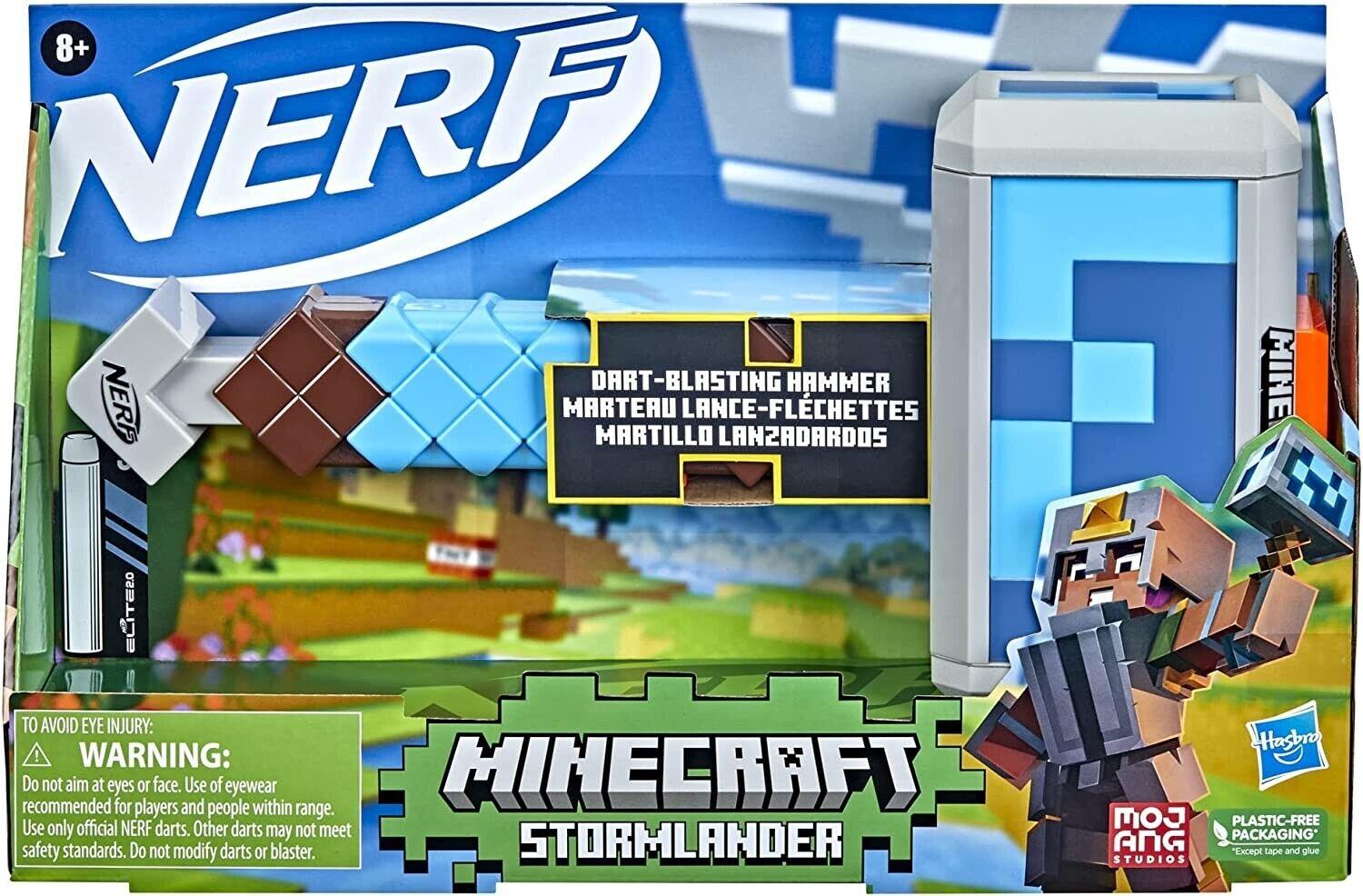 Nerf Minecraft Stormlander Dart-Blasting Hammer Fires 3 Darts Ages 8+ New Toy
