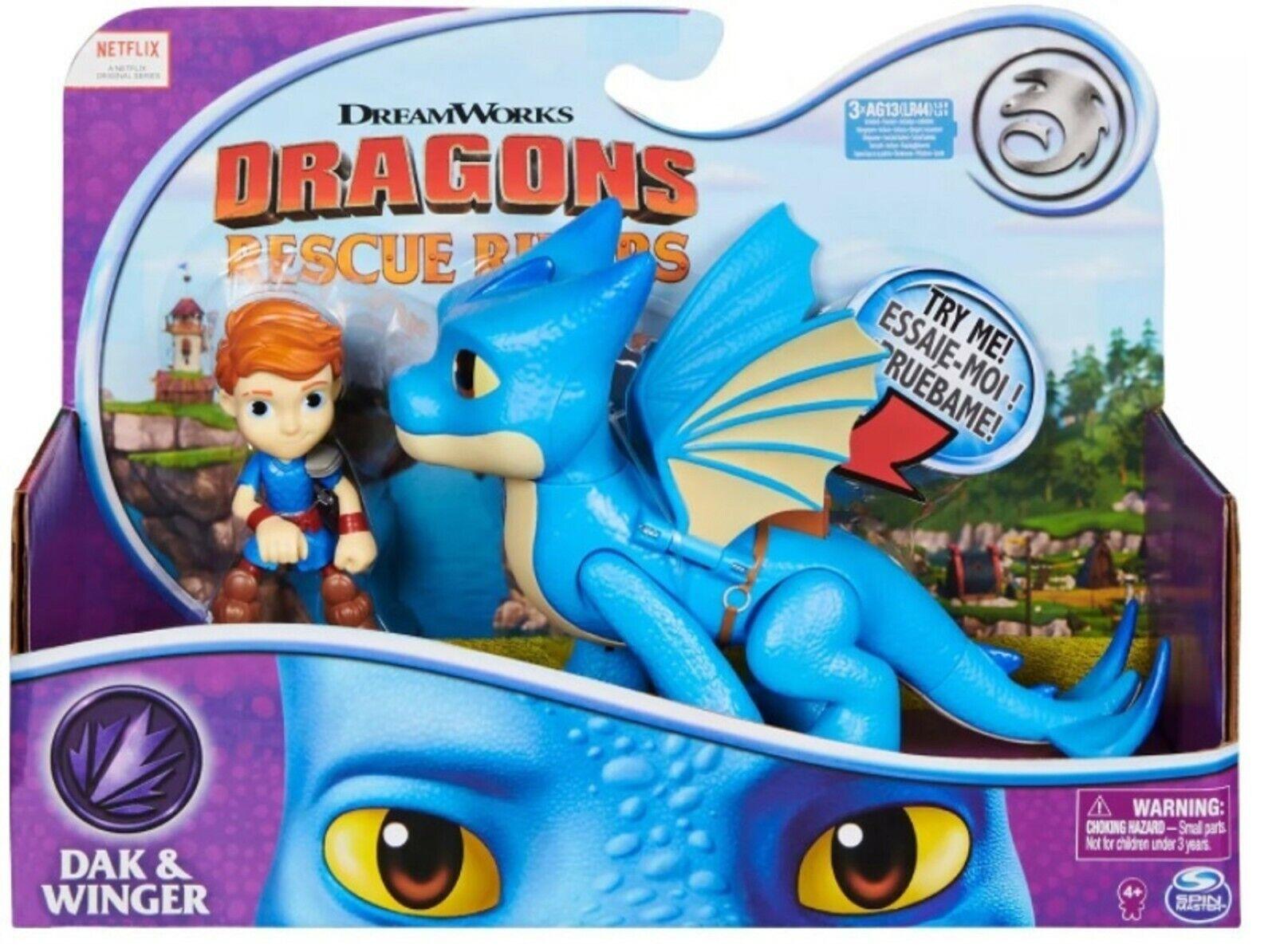 Dragons Dak and Winger Rescue Riders Ages 4+ Toy Dragon Play Fly Rider Viking Gift