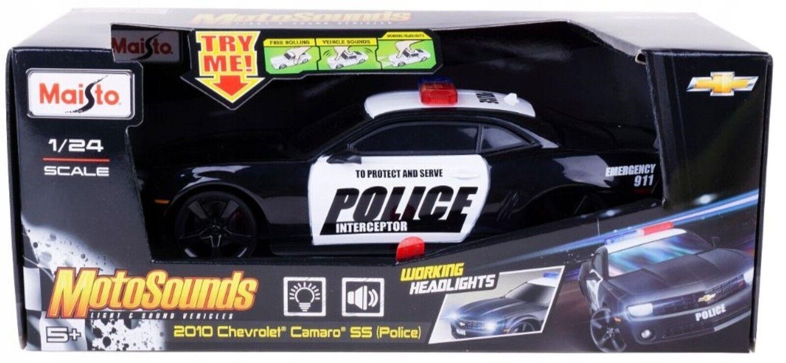 Maisto 1:24 Motosounds 2010 Chevrolet Camaro Police Car Ages 5+ New Toy Race
