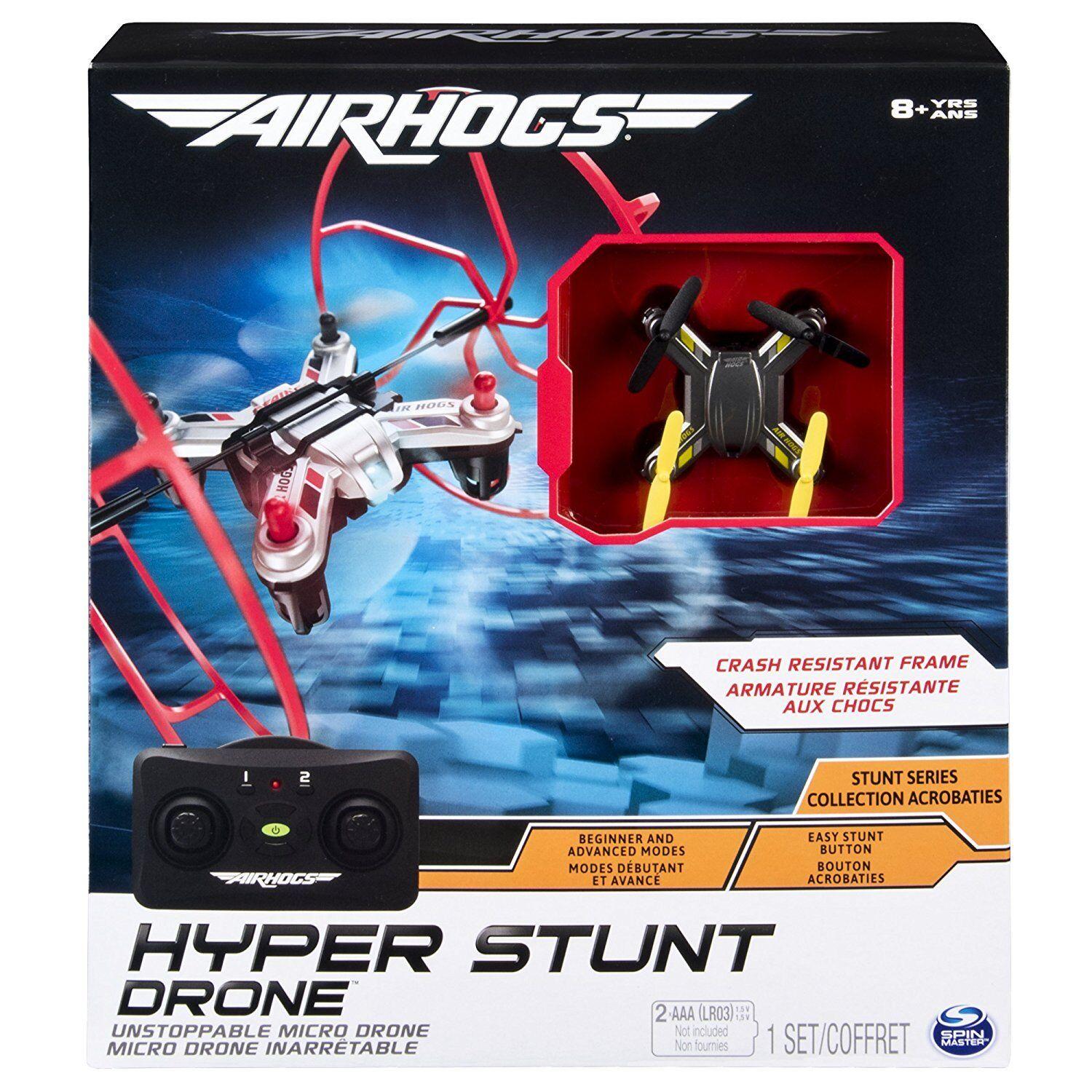Air Hogs Hyper Stunt-Yellow - Unstoppable Micro RC Drone Toy Remote Control Plane Ages 8+