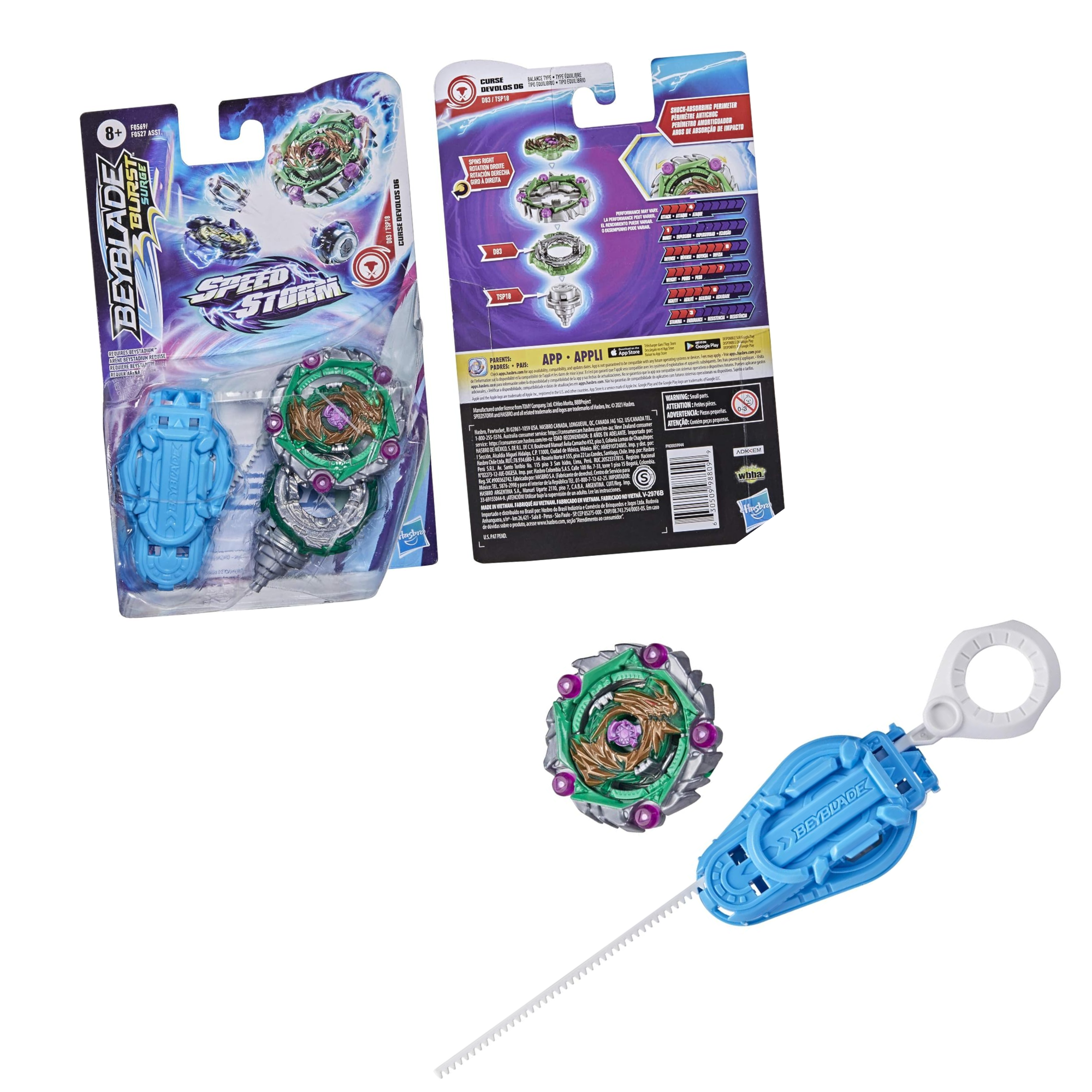 Beyblade Burst Surge Speedstorm Curse Devolos D6 Spinning top Starter Pack