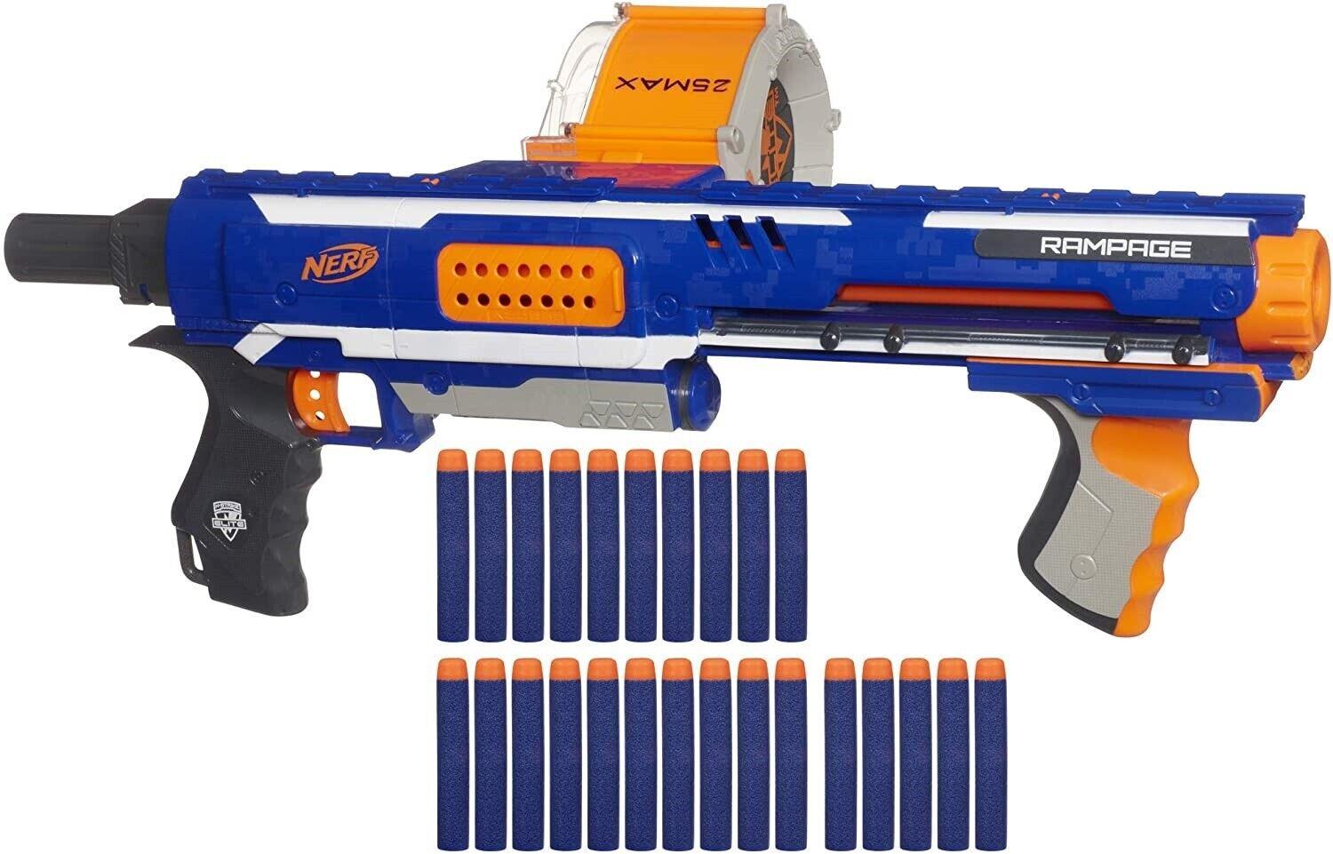Nerf Rampage N-Strike Elite Toy Blaster 25 Dart Drum Slam Fire Ages 8+ Toy Gun