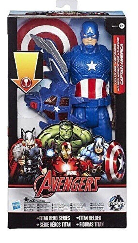 Marvel Avengers Titan Hero Hasbro Volt Glider Captain America 12 Inch Ages 4 Toy
