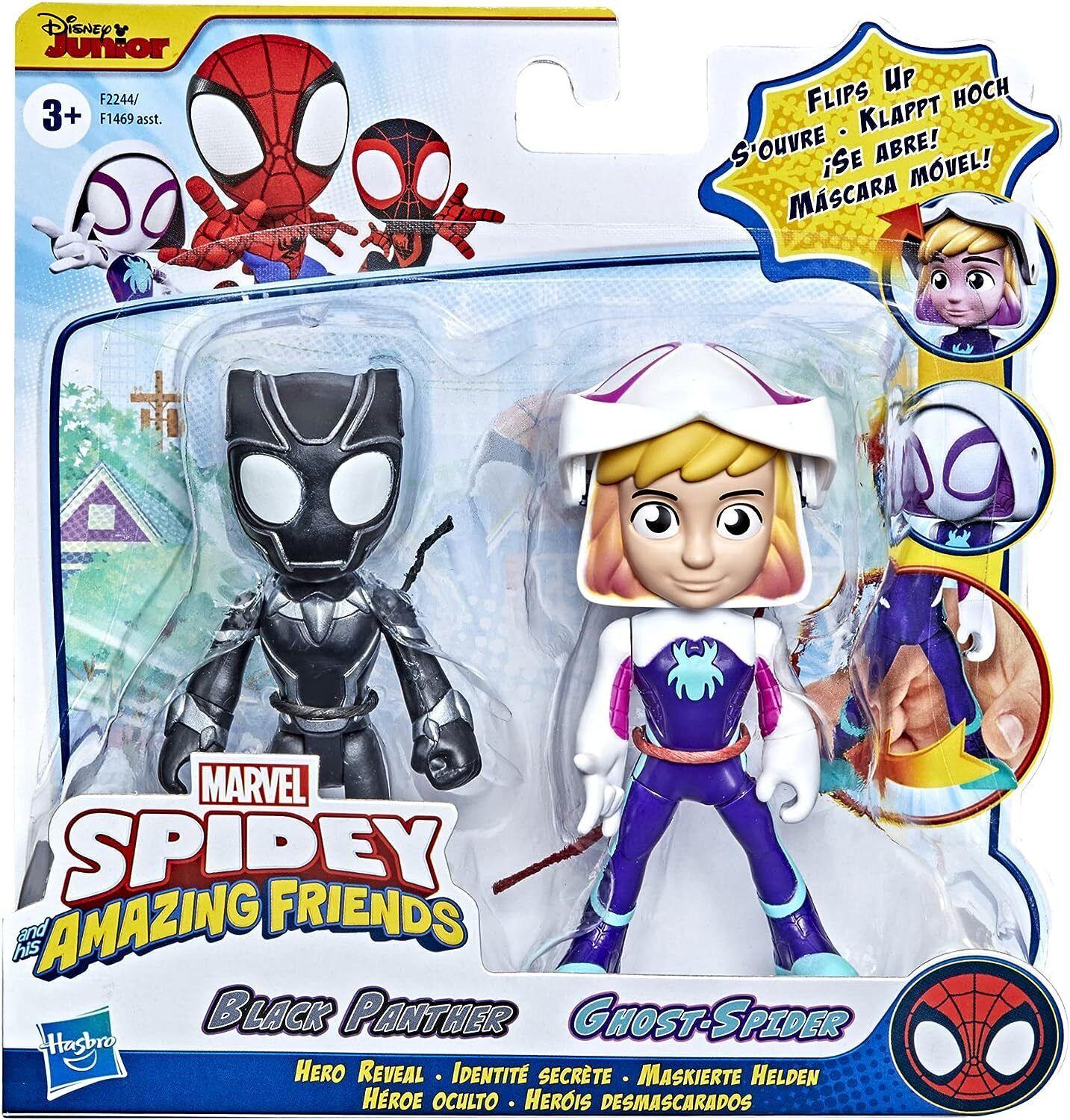 Marvel-Ghost spider & black panther- His Amazing Friends Hero Reveal 2-Pack Ages 3+ Spiderman Hulk