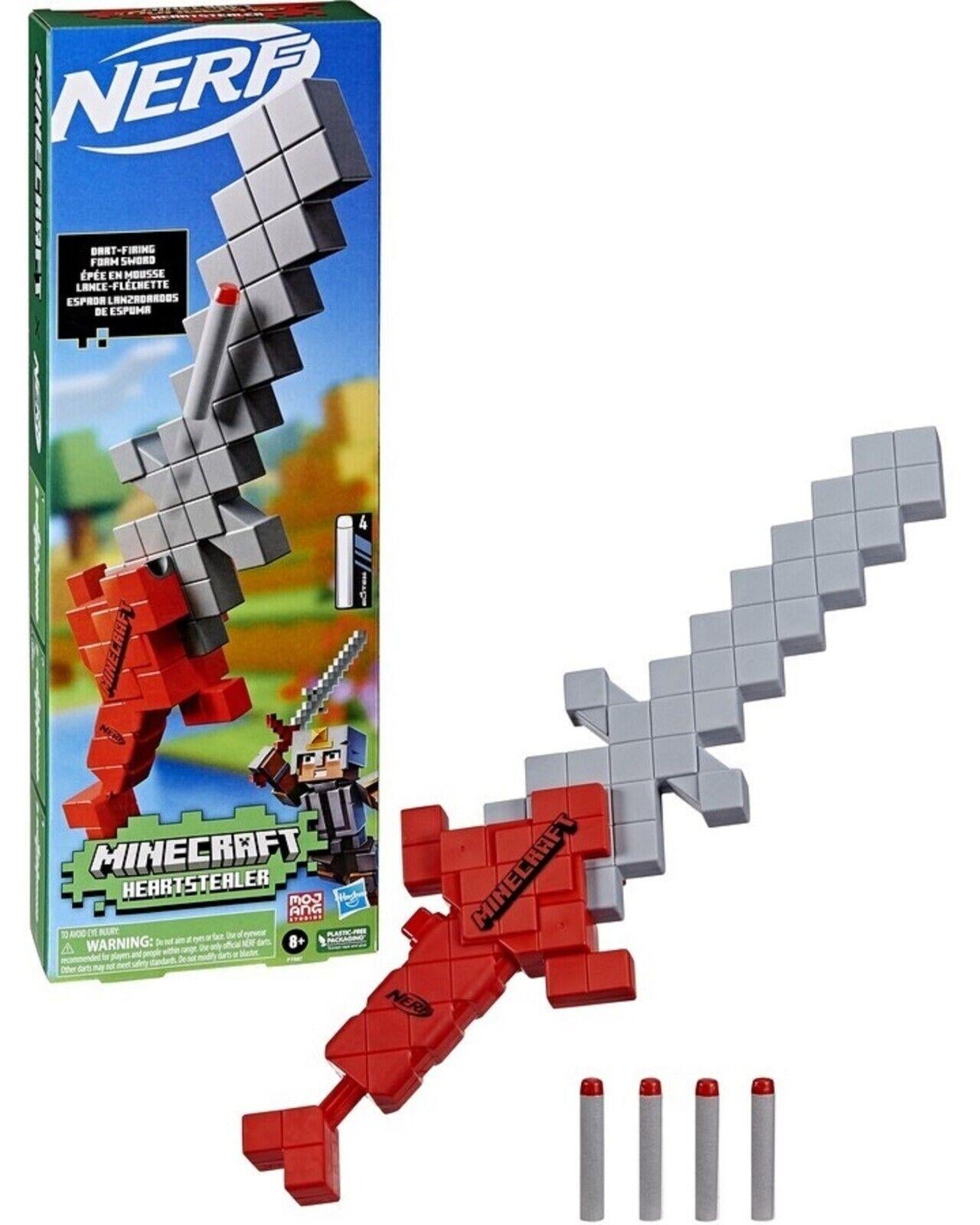 NERF Minecraft Heartstealer Toy Sword Includes 4 Elite Foam Darts Blast Game Fun