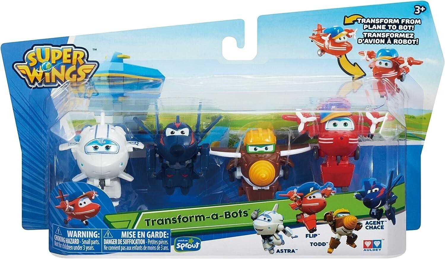 Genuine Super Wings 4 Pack Transform-A-Bots Flip Todd Agent Chase Astra Plane