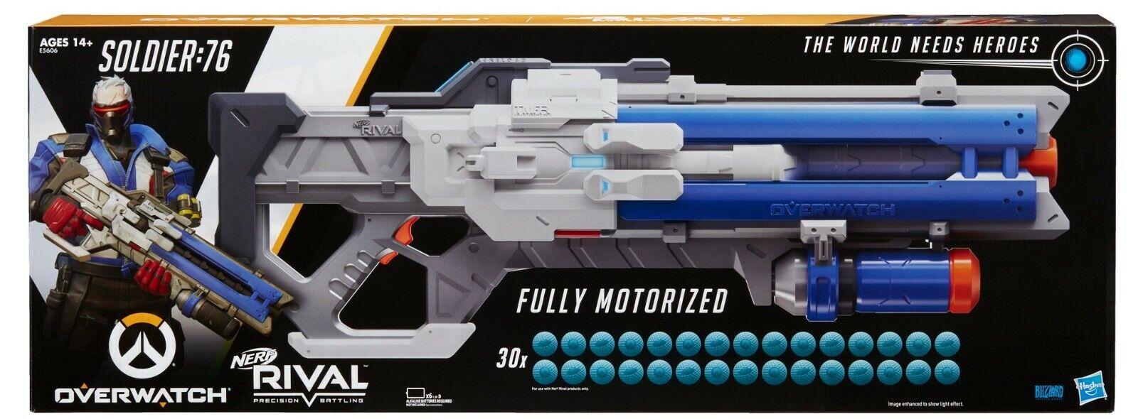NERF Overwatch Soldier 76 Rival Blaster Fully Motorized Recoil 14+ Toy Gun Game