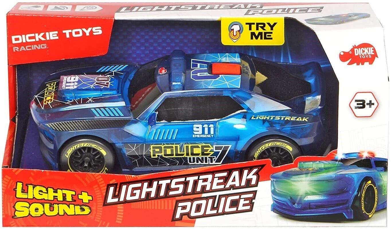 Dickie toys racing series-lightstreak police- try me light + sound toys