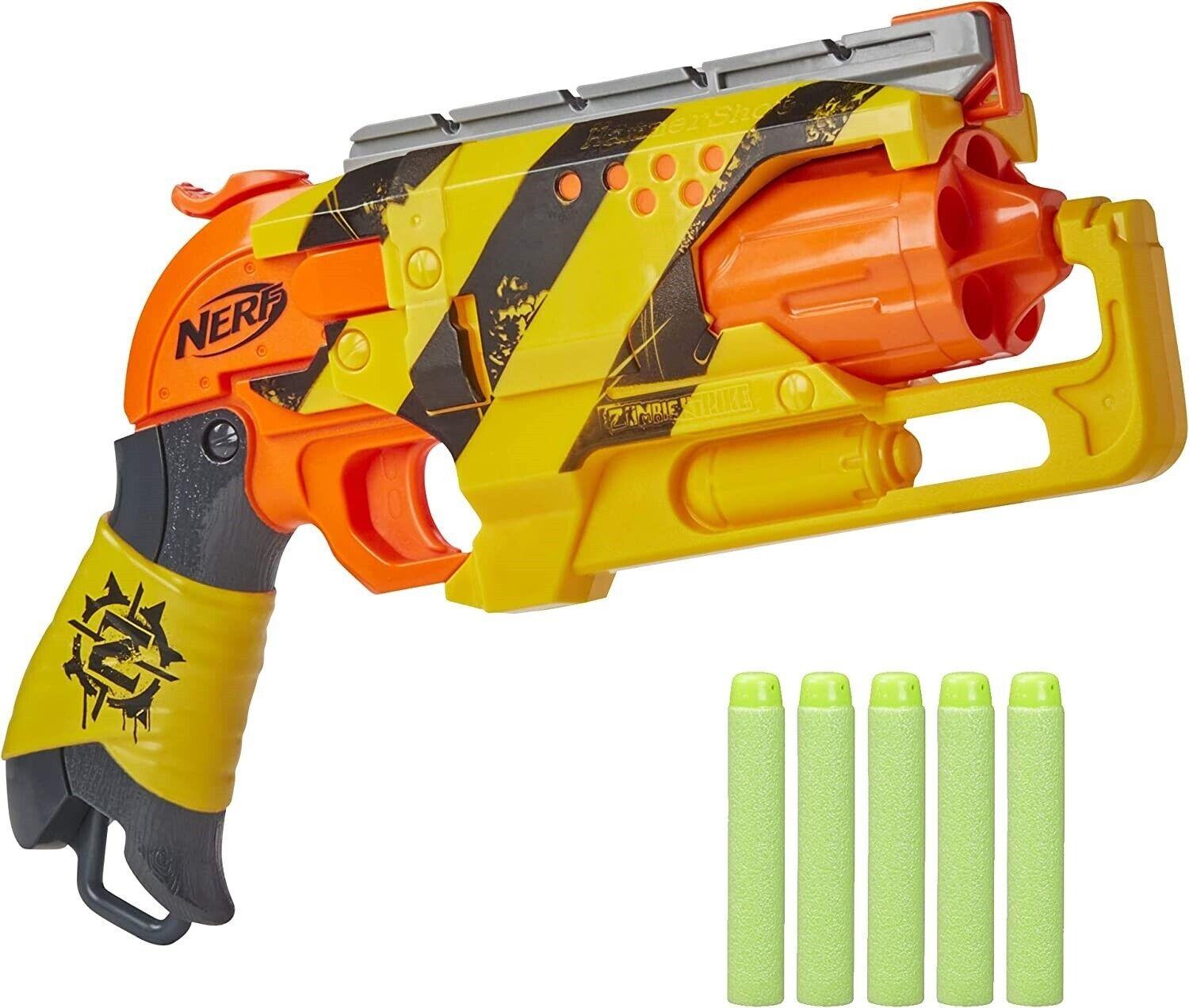 NERF Zombie Strike Hammershot Blaster Pull-Back Hammer-Blasting Action 8+ Toy