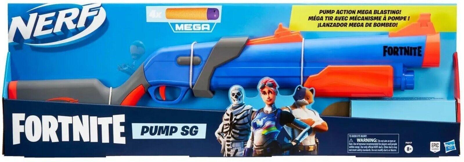 NERF Fortnite Pump SG Blaster Pump Action Mega Dart Ages 8+ Toy Gun Shotgun Fire