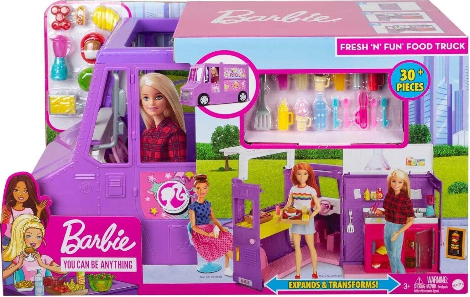 Barbie Fresh 'n Fun Food Truck Opens to Cooking Areas with 30+ Realistic Pieces