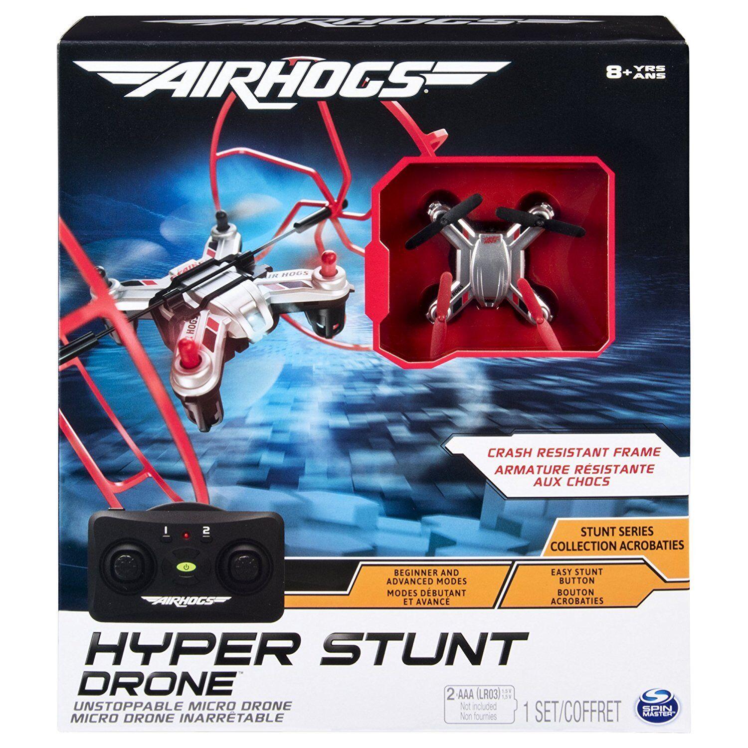 Air Hogs Hyper Stunt-Red- Unstoppable Micro RC Drone Toy Remote Control Plane Ages 8+