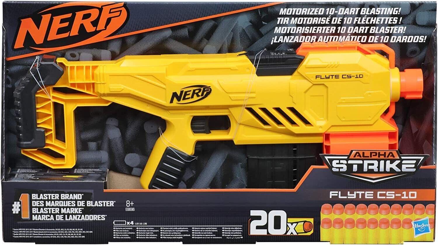 Nerf Alpha Strike Flyte CS-10 Motorized Blaster 10-Dart Clip-Fed New Toy Gun