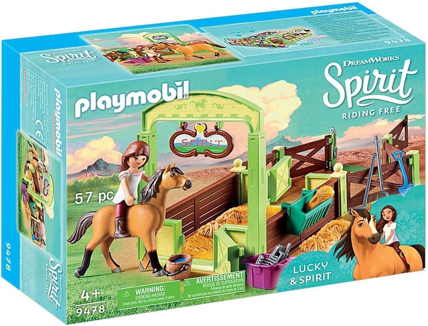 Playmobil 9478 Lucky and Spirit Stall Horse Stable Playset Ages 4+ New Toy Play
