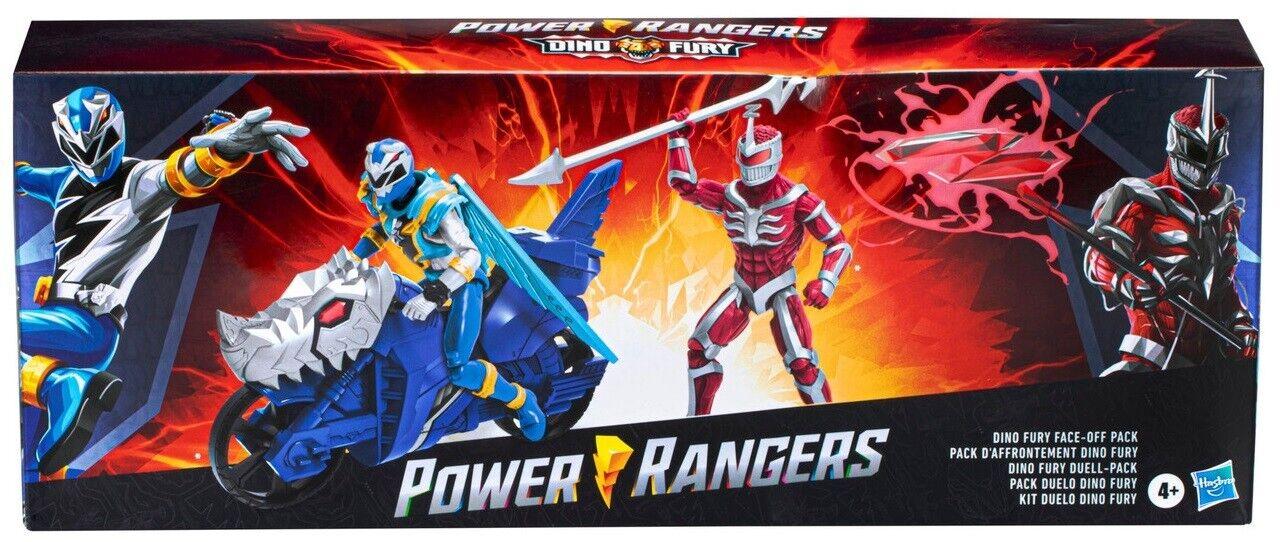 Power Rangers Dino Fury Face-Off Pack Blue Ranger and Vehicle Action Figure Play