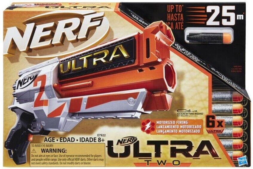 Nerf Ultra Two Motorized Blaster 6 Darts Ages 8+ Toy Gun Fire Blast Game Fun